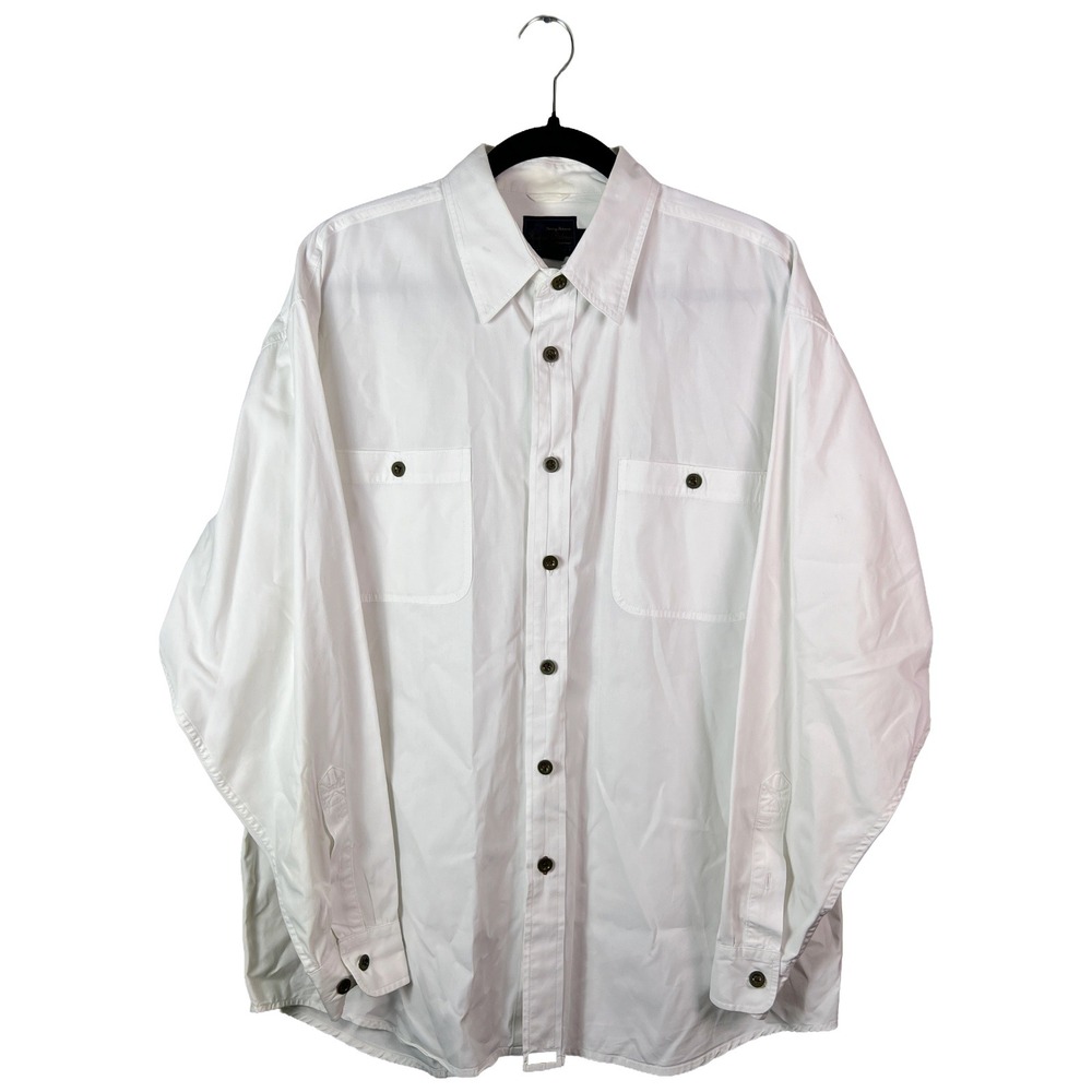 Tommy Bahama Indigo Palms Mens White Cotton Denim Button Down Shirt Large